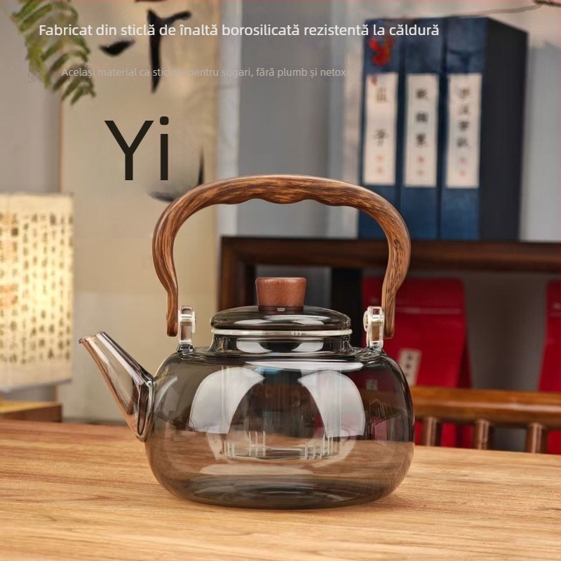 Ceainic din sticlă cu mâner, compatibil cu plita ceramică electrică, recipient de abur pentru ceai sănătos, toamnă și iarnă, acasă și la birou, design modern