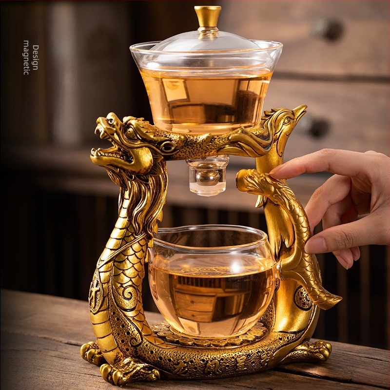 Set ceainic Dragon and Phoenix – ceainic din sticlă cu infuzor semi-automat