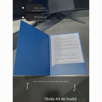 Dosar A4 pentru contracte, copertă cu imprimare la cald, negru, dosar vertical pentru semnare