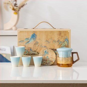 Set de ceai de călătorie cu ceainic personalizat cu logo, cutie cadou din ceramică, suvenir cultural și creativ