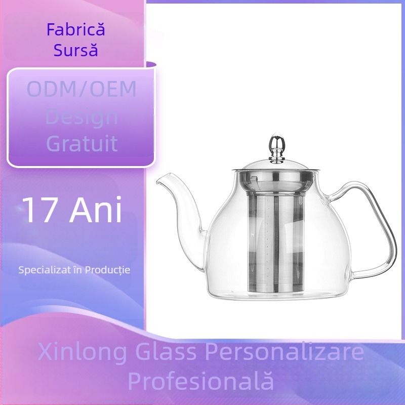 Ceainic din borosilicat, cu logo personalizat, pentru uz casnic, cu separare ceai-apă
