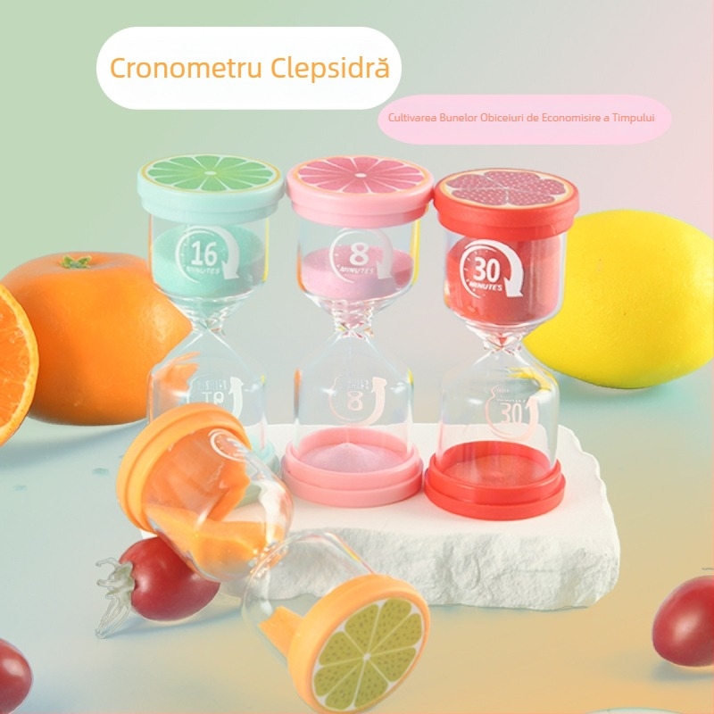 Clepsidră cu fructe pentru copii – ornament de birou creativ, cu intervale de 3/5/10/20 minute pentru masă și perierea dinților