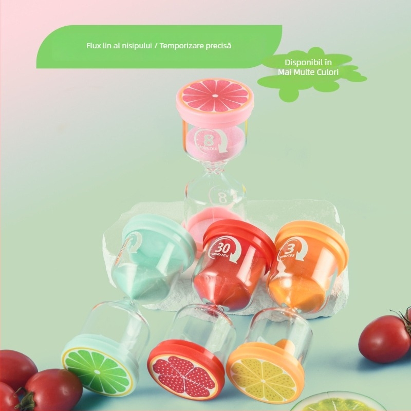 Clepsidră cu fructe pentru copii – ornament de birou creativ, cu intervale de 3/5/10/20 minute pentru masă și perierea dinților