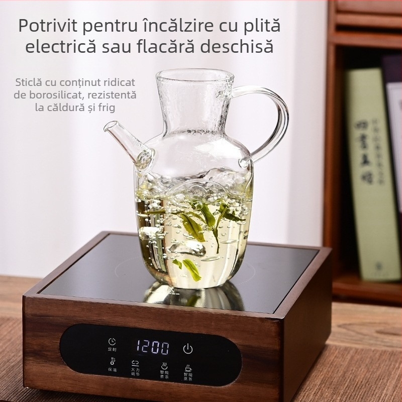 Ceainic din sticlă borosilicat, 500 ml, stil chinezesc nou, imitatie Song, pentru uz casnic, cu funcție de fierbere a apei