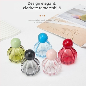 Sticluță de parfum de 50 ml, în formă de dovleac, sticlă colorată, cu pulverizator, capac snap-on, portabilă și reutilizabilă