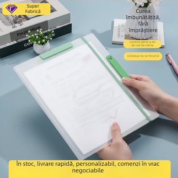 Dosar pentru documente cu două tije, organizator transparent și colorat pentru elevi, dosar rotativ cu deschidere laterală