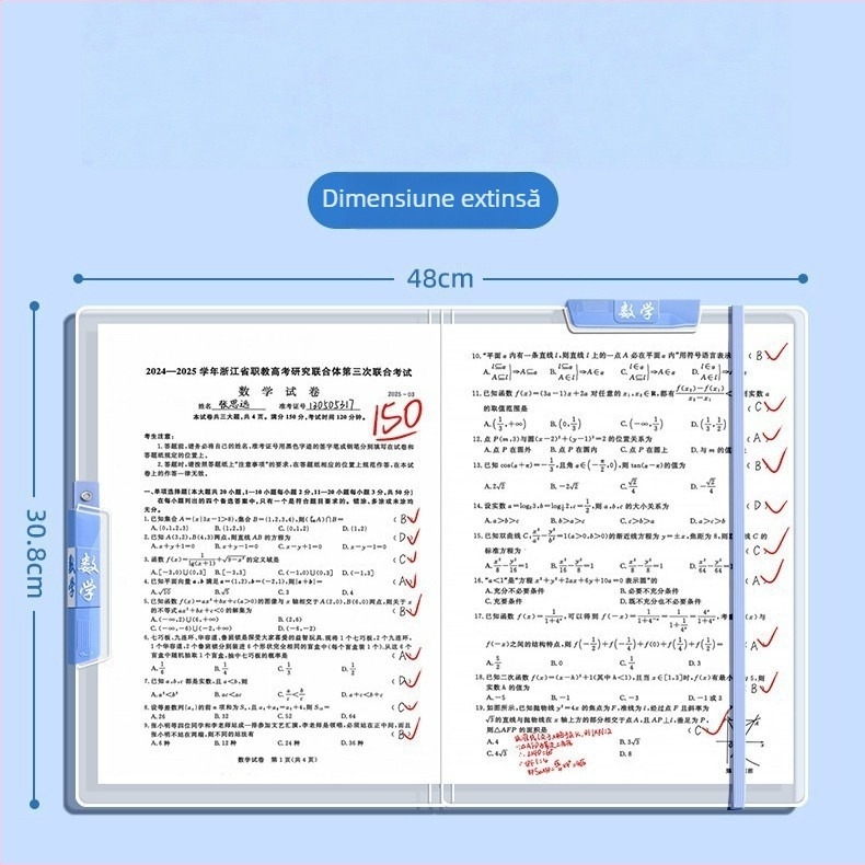Dosar pentru documente cu două tije, organizator transparent și colorat pentru elevi, dosar rotativ cu deschidere laterală