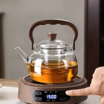Ceainic de sticlă, cu capacitate mare, pentru casă și birou, din sticlă borosilicat, fabricat manual