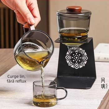 Ceainic din sticlă cu preparare automată a ceaiului – set pentru două persoane, sticlă rezistentă la căldură, accesorii de ceai, personalizare