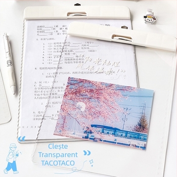 Mahe Wenchuang TACOTACO dosar pentru elevi în stil japonez, A4, organizare materiale, clemă din acril și plăcuță de scriere