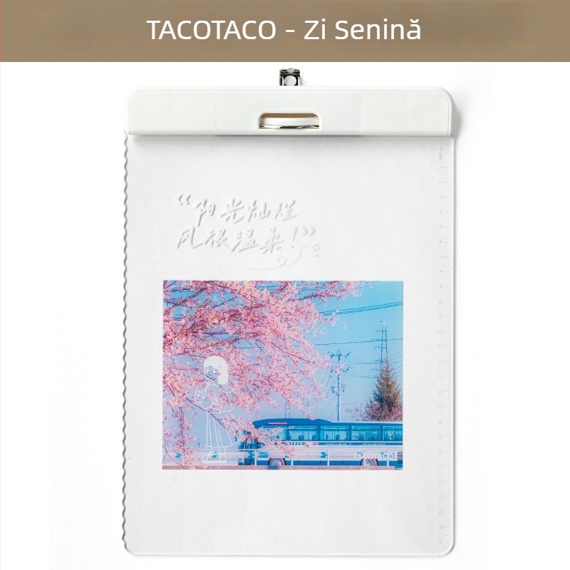 Mahe Wenchuang TACOTACO dosar pentru elevi în stil japonez, A4, organizare materiale, clemă din acril și plăcuță de scriere