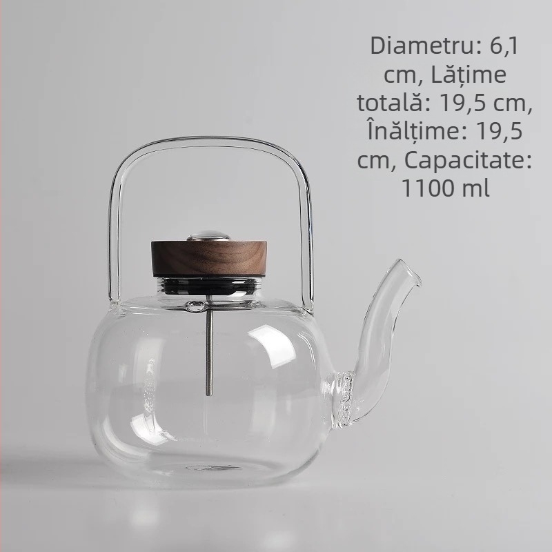 Yilong ceainic din sticlă rezistentă la temperatură, cu filtru