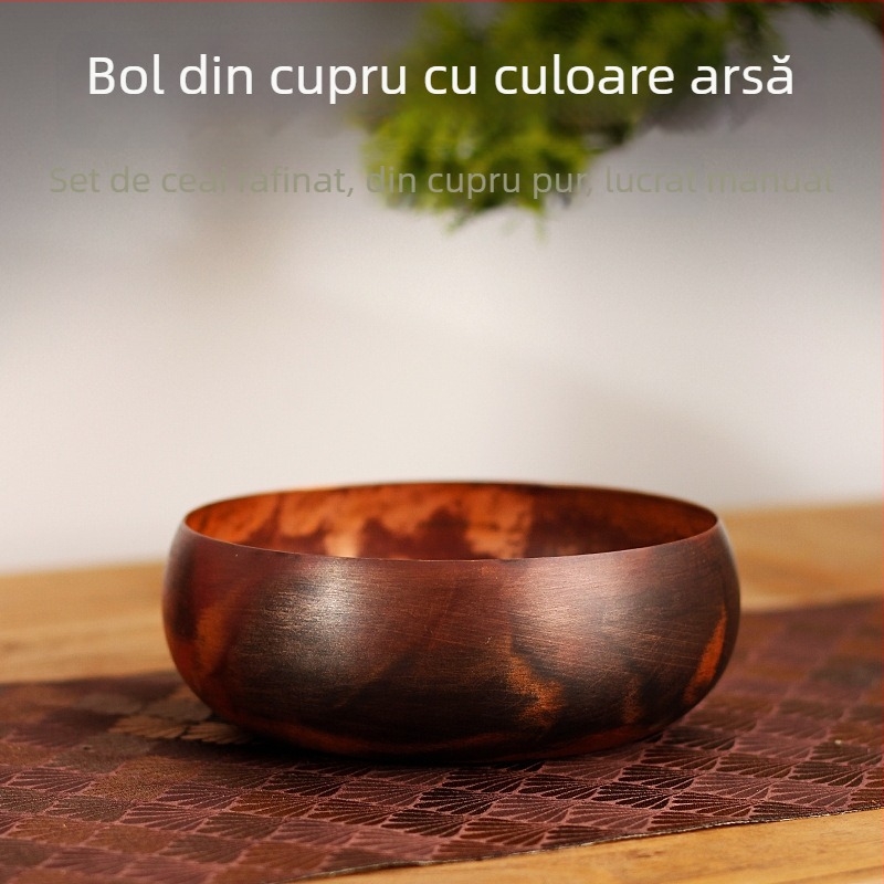 Spălător din cupru pur pentru stilou și ceai, recipient mare pentru resturi de ceai, accesorii de ceremonie a ceaiului în stil chinezesc pentru birou și casă
