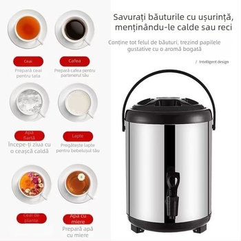 Galeată izolată din oțel inoxidabil pentru ceai cu lapte, robinet, utilizare comercială, capacitate mare