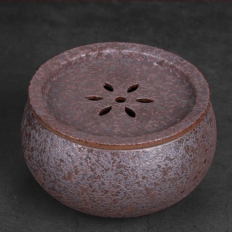 Set ceramic vechi pentru spălarea ceaiului, cu finisaj auriu, vas mare de apă lucrat manual și găleată pentru sedimentul de ceai — accesorii pentru ceremonia ceaiului acasă