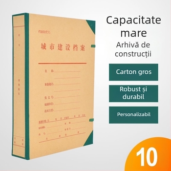 Cutie arhivă din carton pentru documente de construcții urbane, capacitate mare, dimensiuni 31,5 x 22,5 x 5 cm, Model 6, grosime 1,2 mm