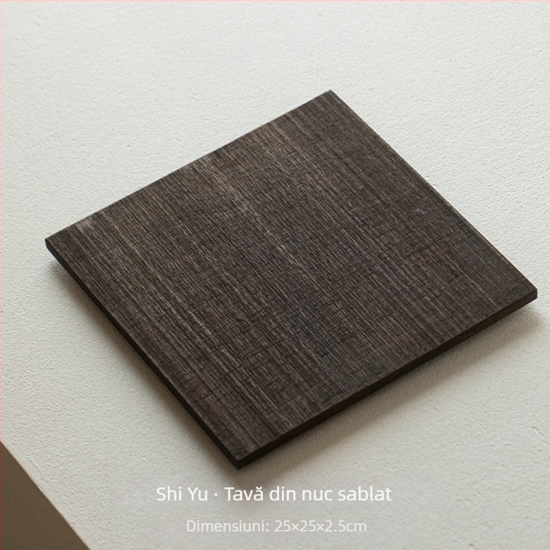 Tavă pătrată de ceai din lemn masiv de teak, suport pentru ceainic, stil japonez Wabi-Sabi, model zimțat pentru infuzarea uscată a ceaiului