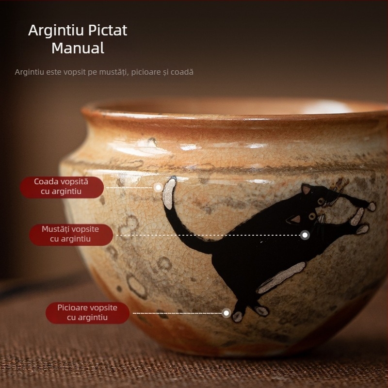 Set ceramic pentru ceremonia ceaiului: ceașcă mică pentru spălarea ceaiului și vas pentru resturi de ceai