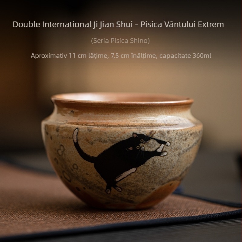 Set ceramic pentru ceremonia ceaiului: ceașcă mică pentru spălarea ceaiului și vas pentru resturi de ceai