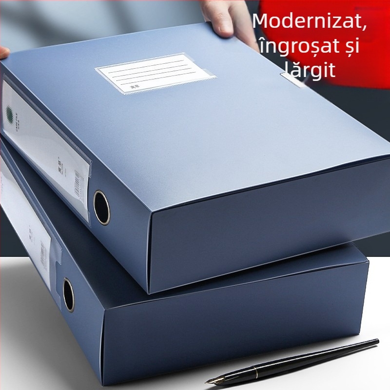 Cutie pentru fișiere A4, albastră, PVC, dosar pentru documente și contracte – depozitare de birou