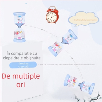Macaron temporizator cu nisip din plastic complet pentru copii, anti-cădere, 5 sau 30 de minute, ornament încorporat sub formă de păpușă