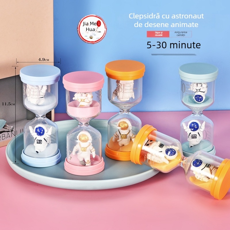 Macaron temporizator cu nisip din plastic complet pentru copii, anti-cădere, 5 sau 30 de minute, ornament încorporat sub formă de păpușă