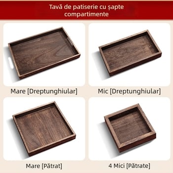 Tavă din lemn pentru ceai cu fructe și deserturi, platou pentru gustări