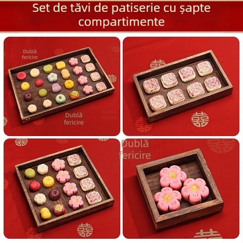 Tavă din lemn pentru ceai cu fructe și deserturi, platou pentru gustări