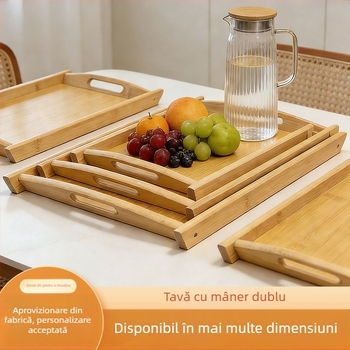 Tavă minimalistă în stil japonez pentru ceai, din bambus și lemn, dreptunghiulară, pentru uz casnic și comercial, tavă mare pentru ceai, veselă pentru camping.