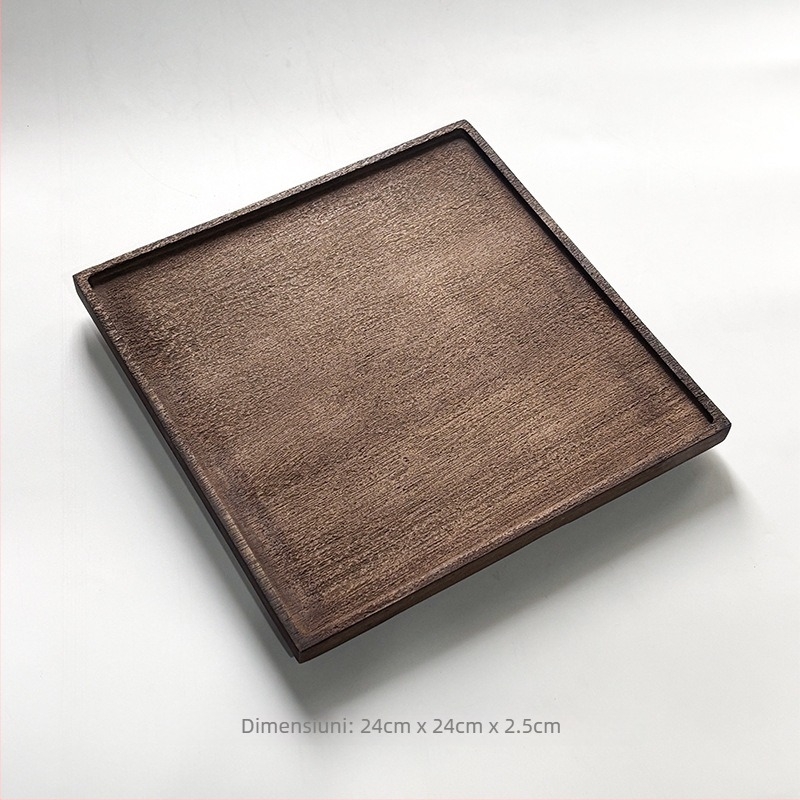 Tăviță pentru ceai din lemn de teak, pătrată, lemn masiv, stil japonez Wabi-Sabi, tavă de ceai pentru casă și suport pentru ceainic