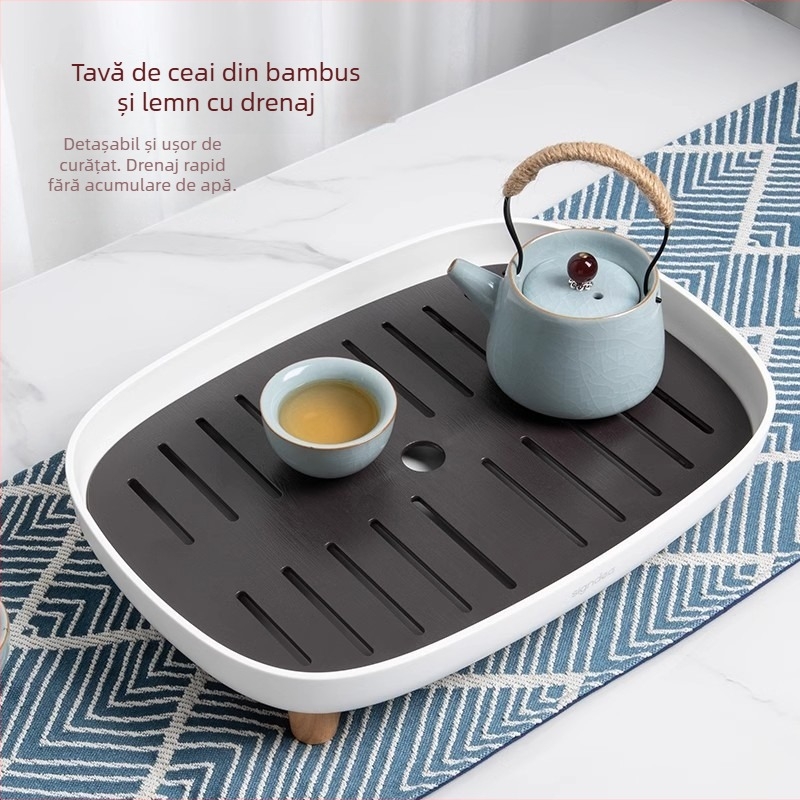 Tăviță de ceai în stil Japonez pentru uz casnic, set Kungfu ceai modern, compact, cu depozitare a apei și tavă de drenaj.
