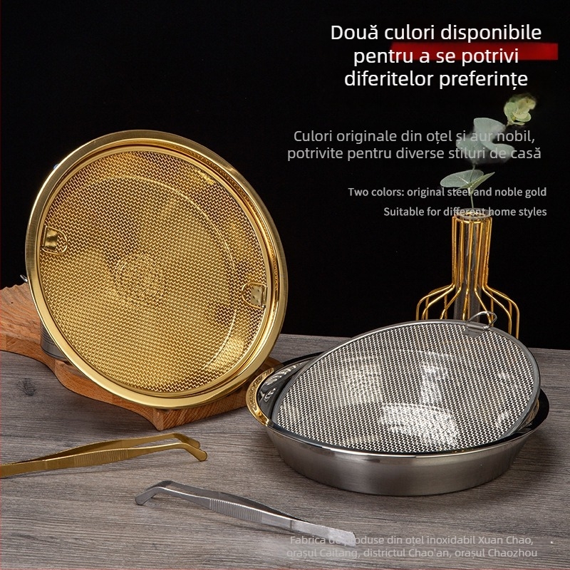 Tavă de ceai Kung Fu din oțel inoxidabil 304 pentru uz casnic și comercial, tavă de drenaj, platou rotund multifuncțional