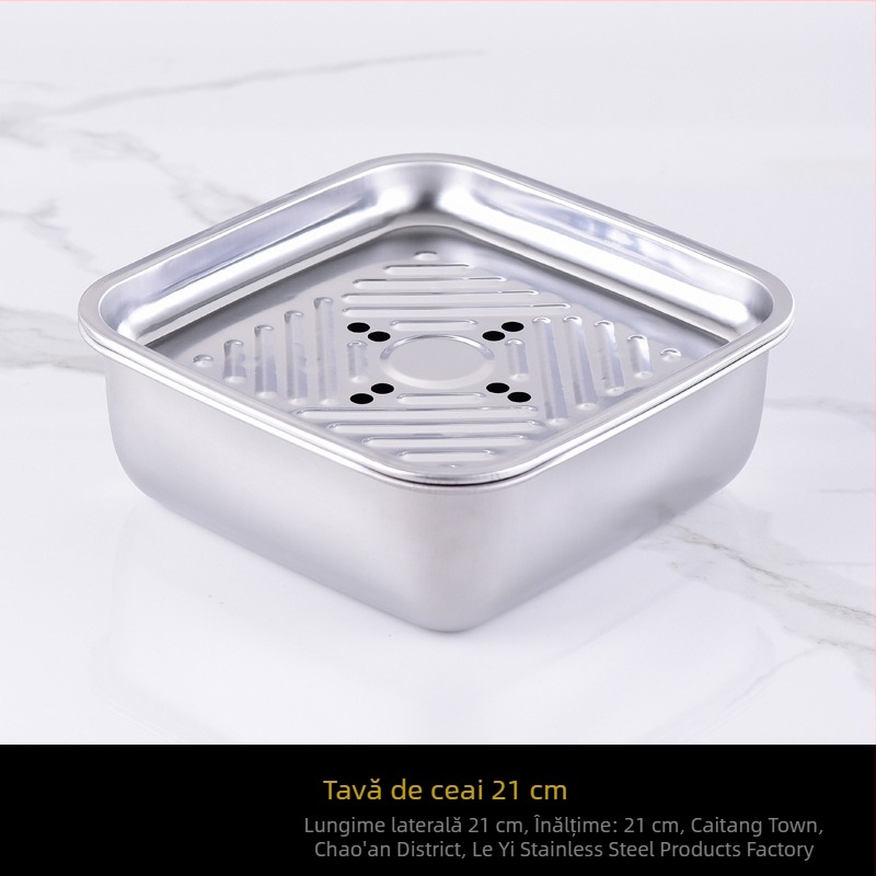 Tavă de ceai din oțel inoxidabil pentru Gongfu, kit mini portabil de depozitare a ceaiului pentru camping în aer liber