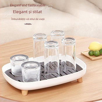 Tavă de ceai din plastic pentru uz casnic, suport minimalist modern pentru cești, cu drenaj, pentru sufragerie.