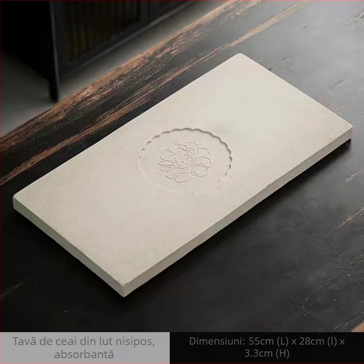 Tăviță de ceai ceramică, absorbentă, uscare rapidă, mică, dreptunghiulară