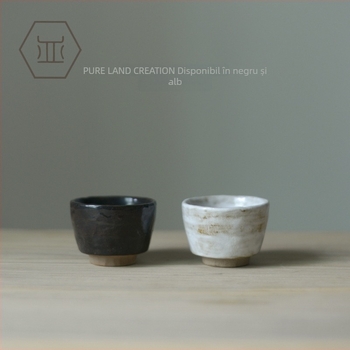 Ceașcă de ceai din ceramică de piatră, mică ceașcă de degustare pentru setul Kung Fu, cu logo imprimat, ceramică în stil japonez