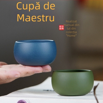 Ceașcă de ceai din lut purpuriu, capacitate mică, lucrată manual