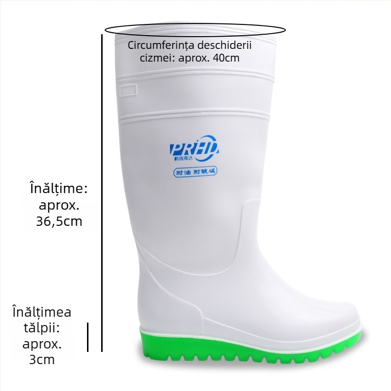Ghete de lucru albe pentru industria alimentară, impermeabile, antiaderente la alunecare, rezistente la ulei, căptușite cu fleece pentru căldură, pentru bărbați