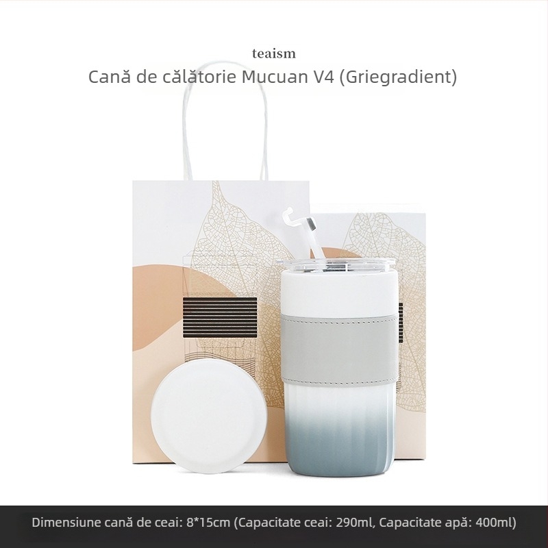 ceașcă ceramică de călătorie cu separare ceai-apă – design minimalist, creativ pentru mașină și activități în aer liber