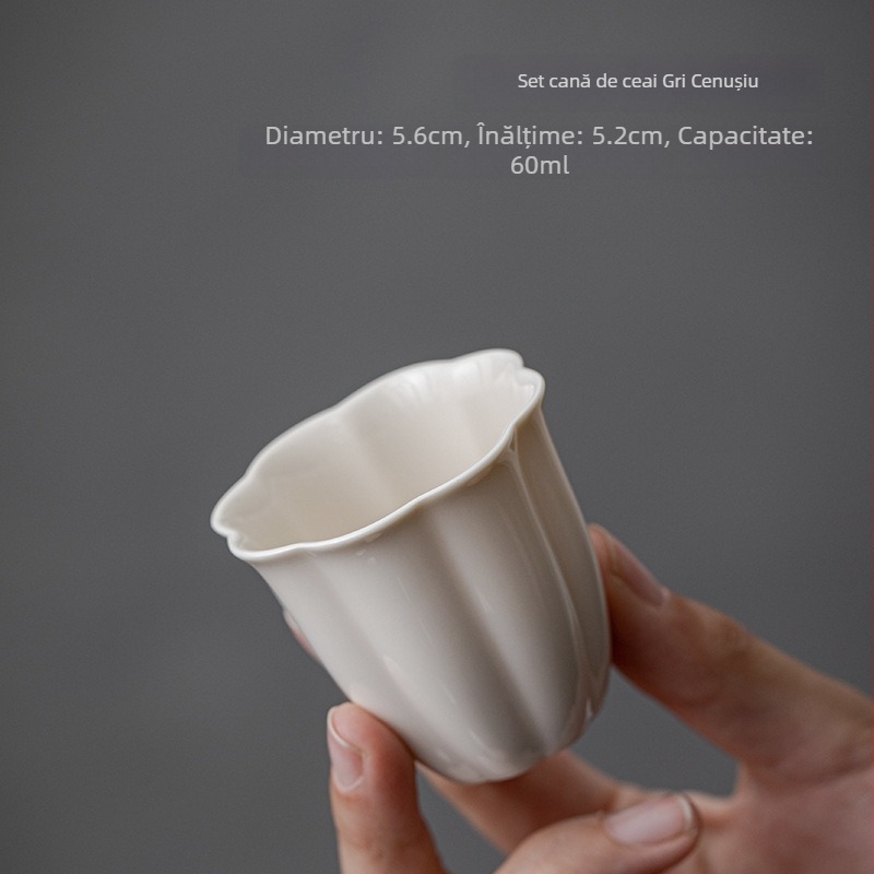 Set de ceai din ceramică pentru uz casnic – ceașcă individuală cu suport termic izolant și ceașcă mare pentru degustare de ceai