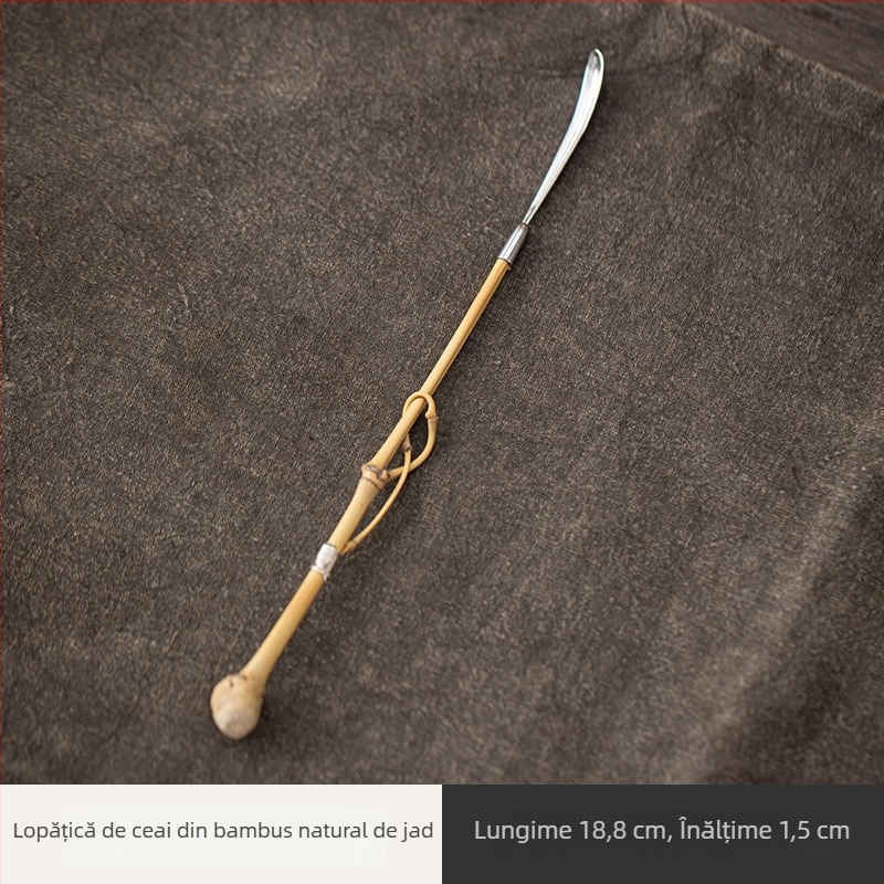 Set de ustensile pentru ceremonia ceaiului din bambus, lucrat manual – șase domni, cu lingură de ceai, linguriță și suport pentru ceai