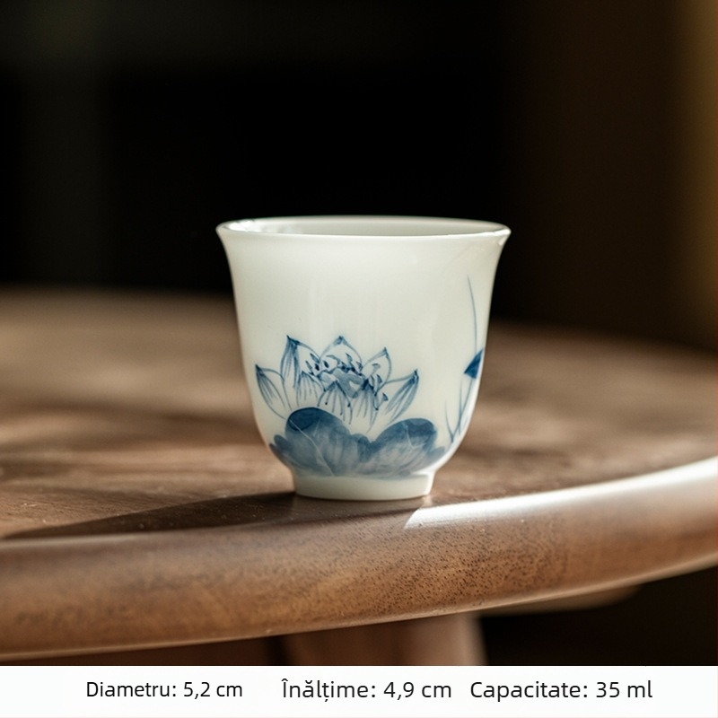 Ceașcă de ceai din porțelan albastru-alb, stil chinezesc, pictură manuală