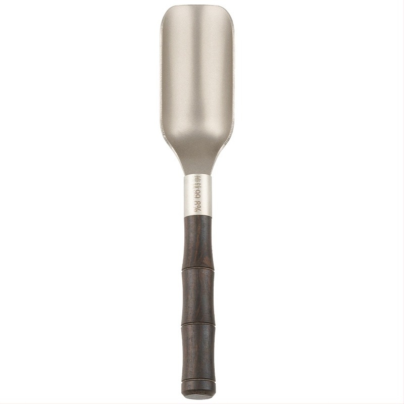 Lingură de ceai din titan-lemn, cu mâner rotund, instrument special pentru colectarea frunzelor de ceai, recipient de ceai de înaltă calitate pentru uz casnic, unealtă de împărțire a ceaiului, accesorii pentru setul de ceai
