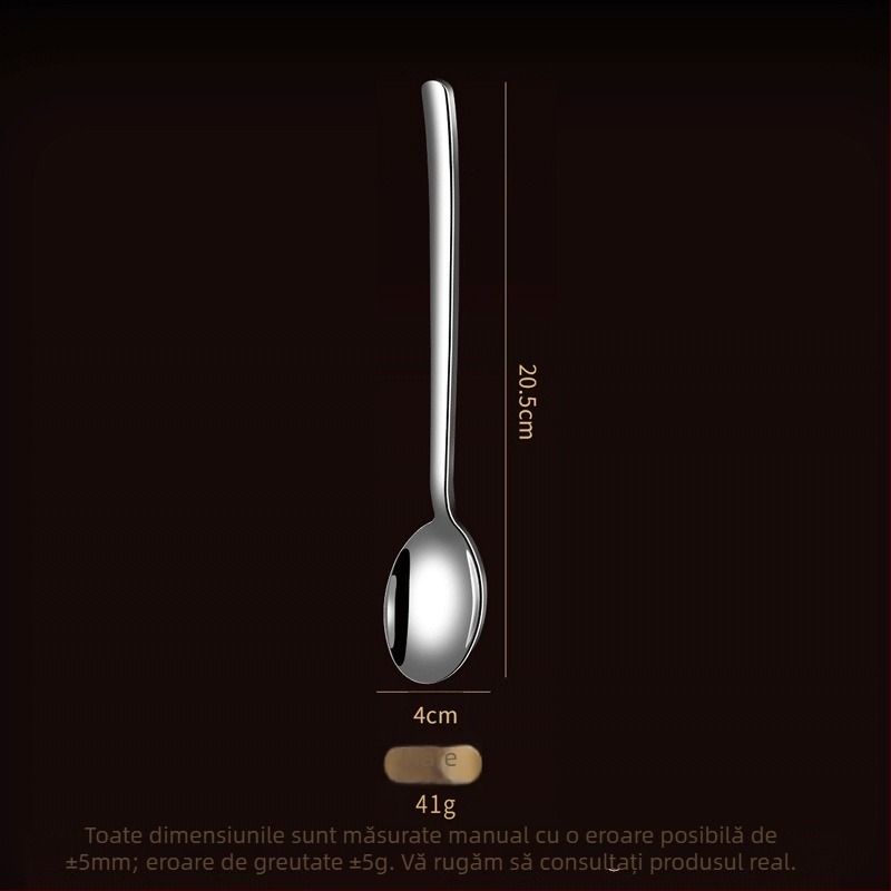 Lingură din oțel inoxidabil 316L, de calitate alimentară, pentru uz casnic, mâner lung, construcție îngroșată, design minimalist modern.
