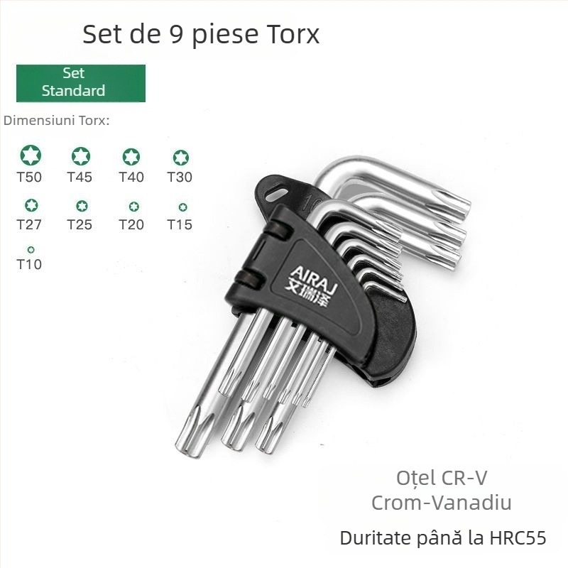 Set de chei hex Arrizo, finisaj mat, chei cu cap plat și cap sferic, Torx, lungime extinsă
