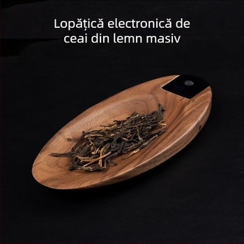 Rongshantang Cântar electronic din lemn masiv pentru ceai vrac – afișaj de greutate și accesorii pentru ceremonia ceaiului
