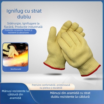 Mănuși din aramid cu strat dublu, rezistente la temperaturi înalte, anti-tăiere, ignifuge, pentru cuptor cu microunde, uz industrial