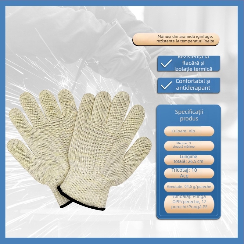 Mănuși din aramid cu strat dublu, rezistente la temperaturi înalte, anti-tăiere, ignifuge, pentru cuptor cu microunde, uz industrial
