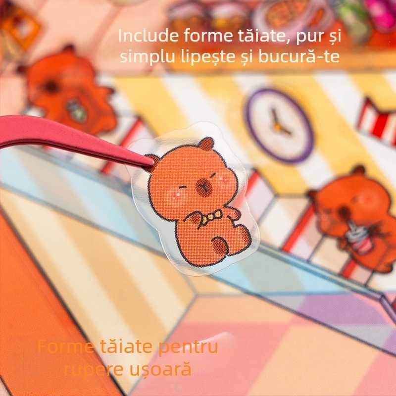 Set de stickere 3D diorama - desene animate drăguțe, handmade, DIY pentru jurnal
