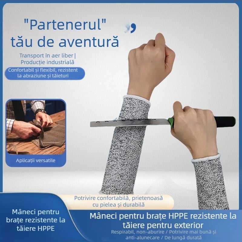 Protecții pentru antebrațe anti-tăiere, nivel 5, cu protecții de încheietură HPPE, protecție la tăiere și zgârieturi, pentru manipularea și încărcarea/descărcarea sticlei